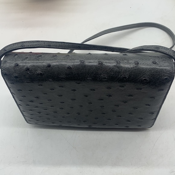 Cape Cobra Gray Leather Ostrich Print Vintage Crossbody Bag. MCB3014E - Picture 2 of 15